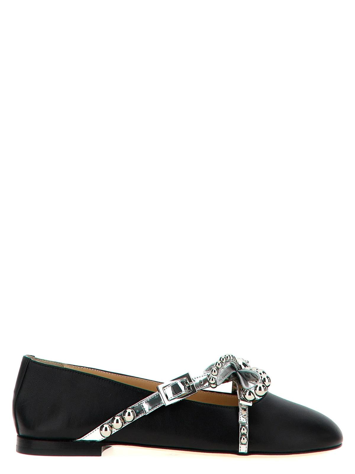 MACH & MACH Black Leather Ballet Flats