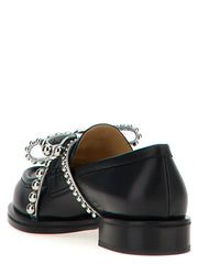MACH & MACH Black Leather Slip-On Loafers