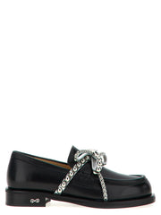 MACH & MACH Black Leather Slip-On Loafers