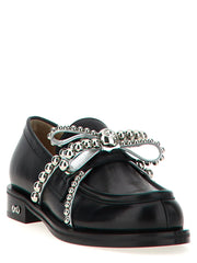 MACH & MACH Black Leather Slip-On Loafers
