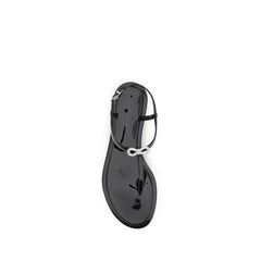 MACH & MACH Black Rubber Flat Sandals
