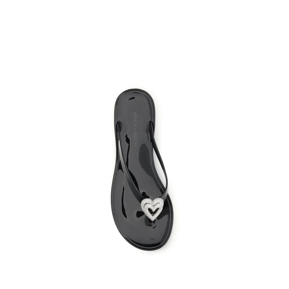 MACH & MACH Black Rubber Flat Sandals