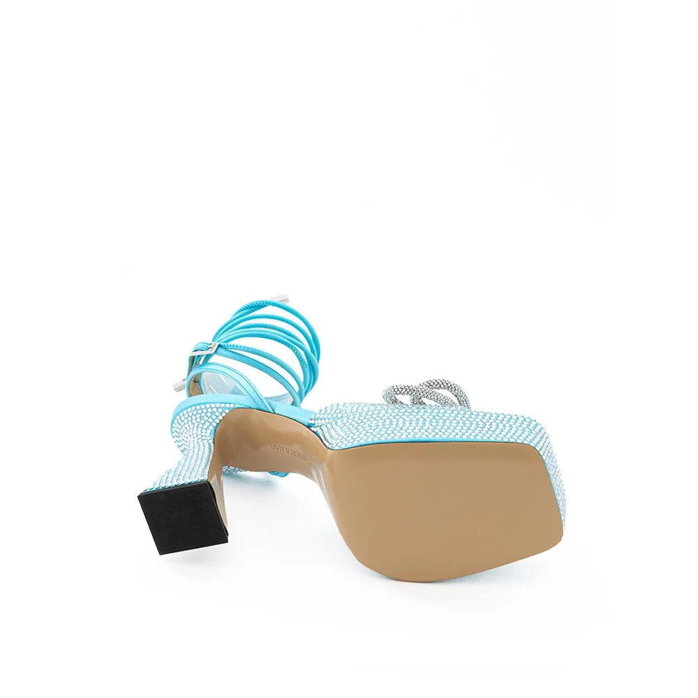 MACH & MACH Blue Leather Platform - Sandals