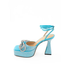 MACH & MACH Blue Leather Platform - Sandals