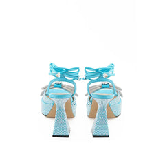 MACH & MACH Blue Leather Platform - Sandals