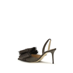 MACH & MACH Brown Raffia Pumps