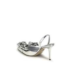 MACH & MACH Cadeau Silver Wrapped Leather Pumps - Heels