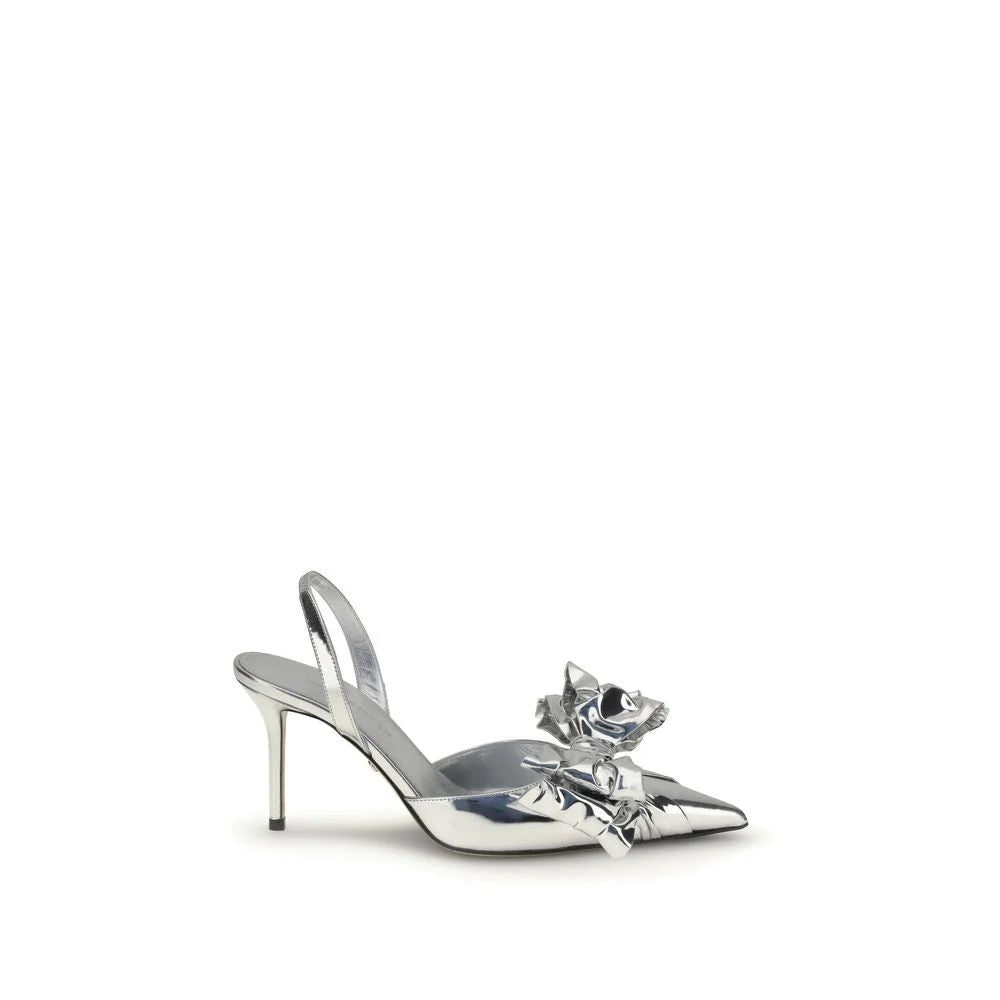 MACH & MACH Cadeau Silver Wrapped Leather Pumps - Heels