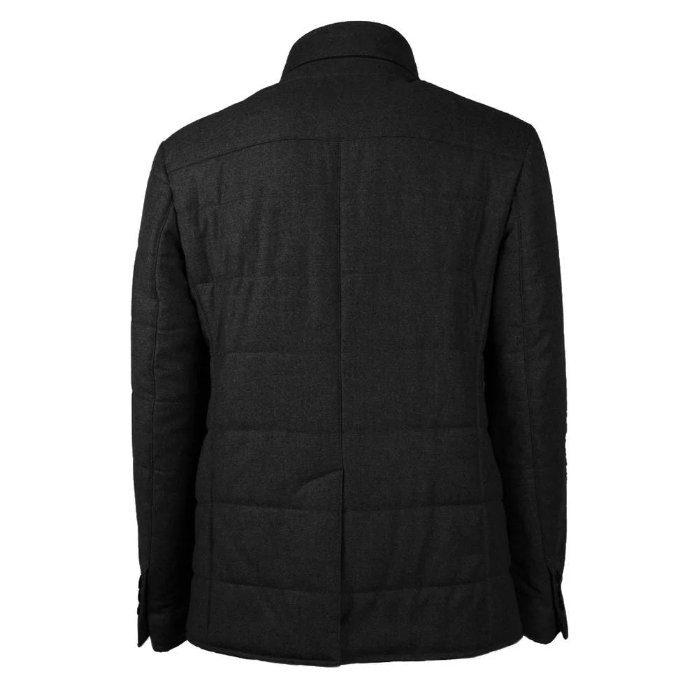 Made in Italy Black Wool Men’s Jacket with Cashmere Touch - IT46 | S