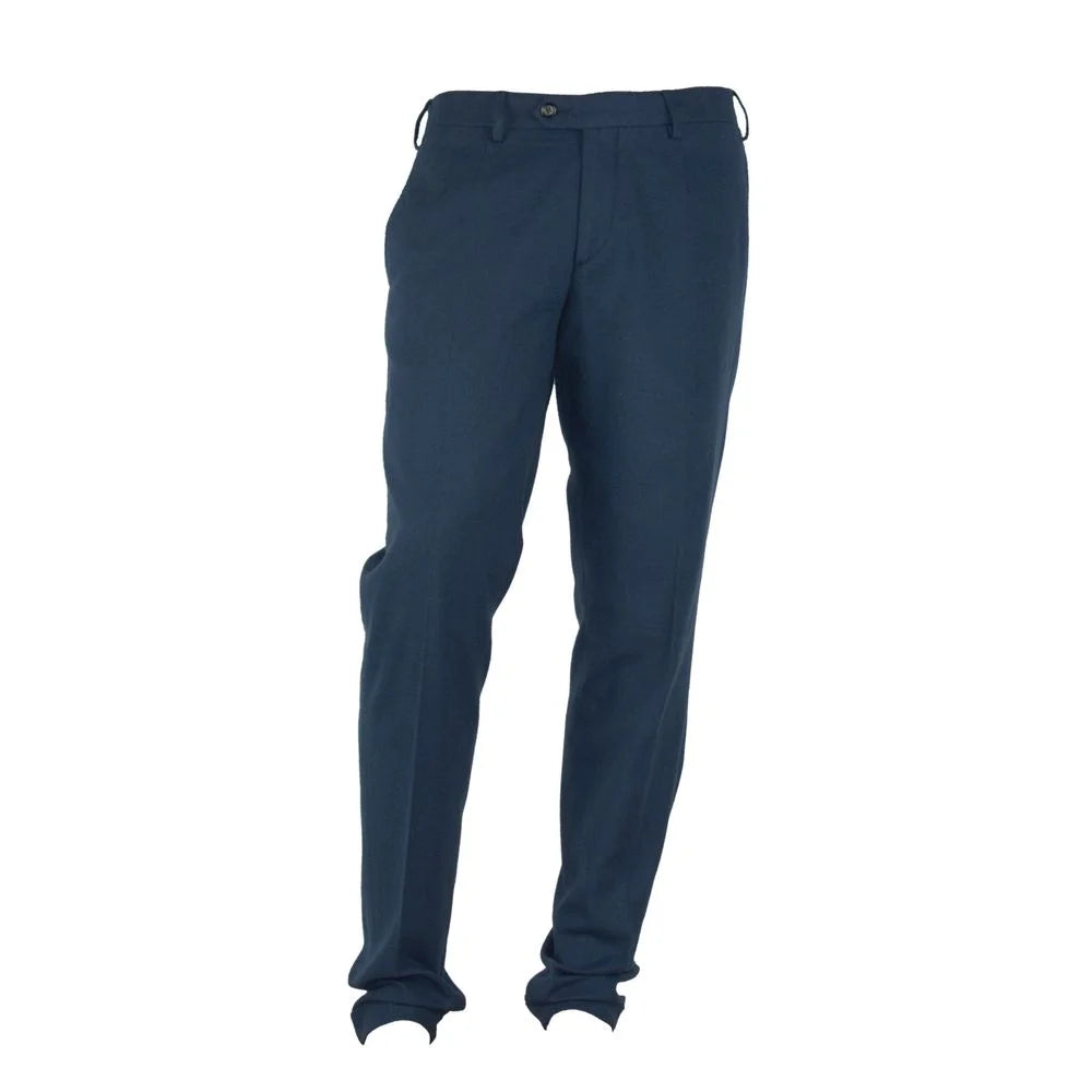 Made in Italy Blue Cotton Men Pants - One Size - Trousers