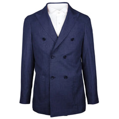 Made in Italy Blue Linen Blazer - IT56 | 3XL