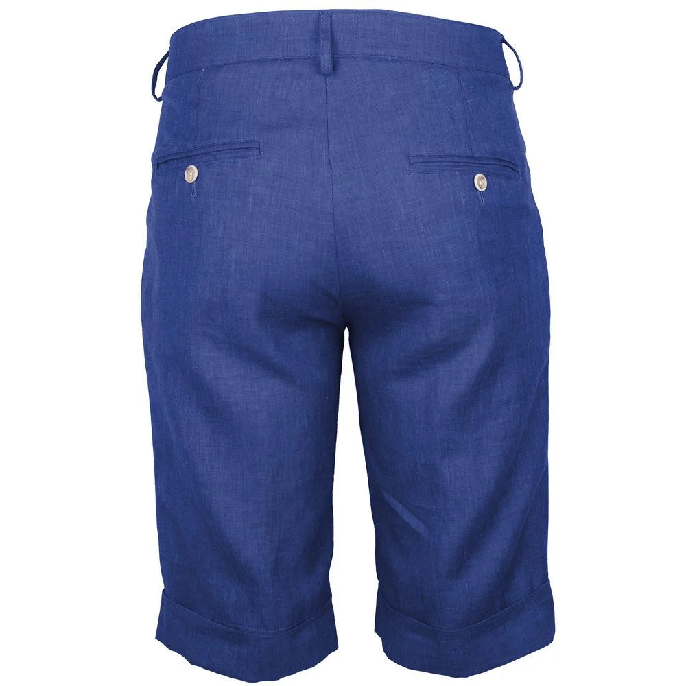 Made in Italy Blue Linen Short - IT48 | M