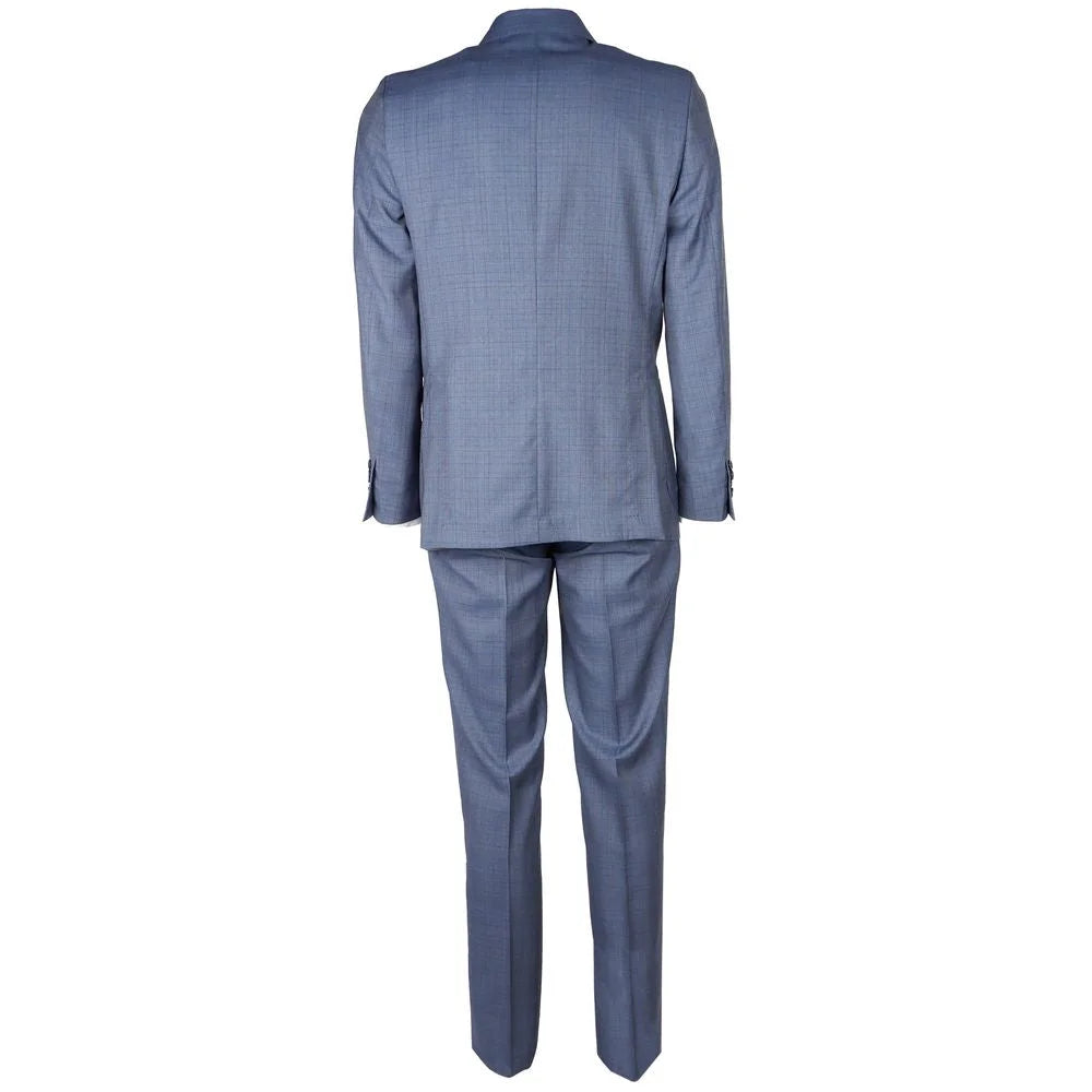 Made in Italy Blue Wool Men Suit Jacket Trouser Combo - Pant Suits