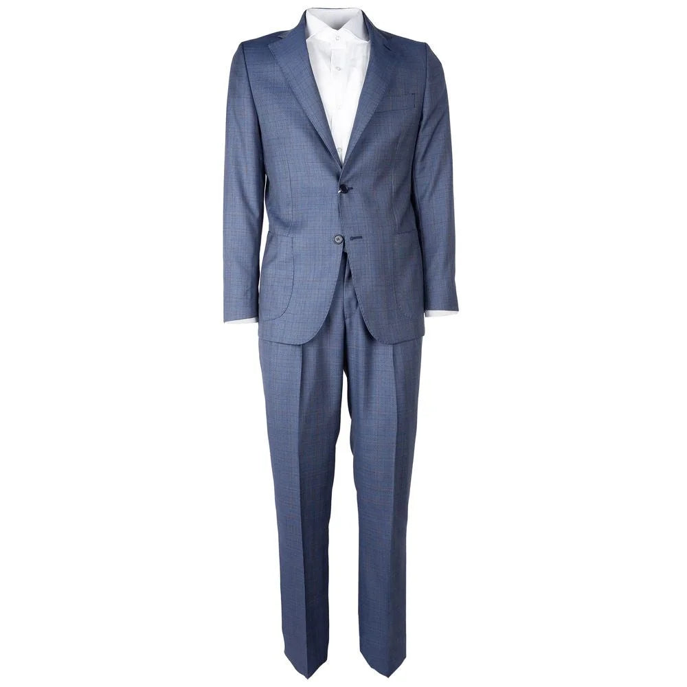 Made in Italy Blue Wool Men Suit Jacket Trouser Combo - Pant Suits
