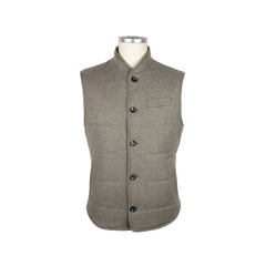Made in Italy Brown Wool Sleveless Jacket - Vests