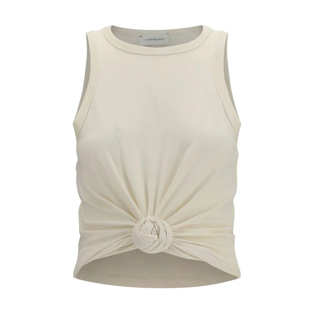 Magda Butrym Beige Cotton Sleeveles T-Shirt - IT38 | S
