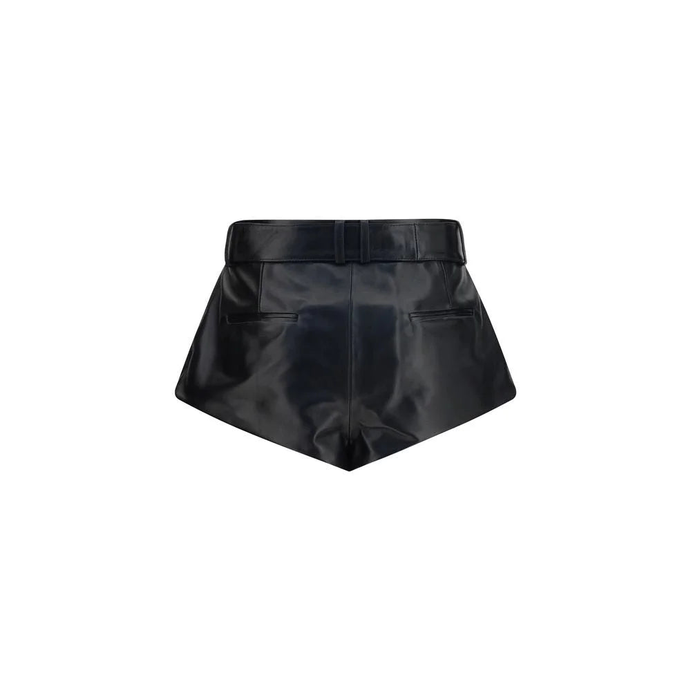 Magda Butrym Black Lambskin Bermuda Shorts