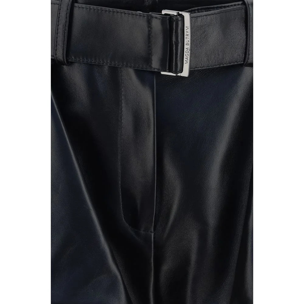Magda Butrym Black Lambskin Bermuda Shorts