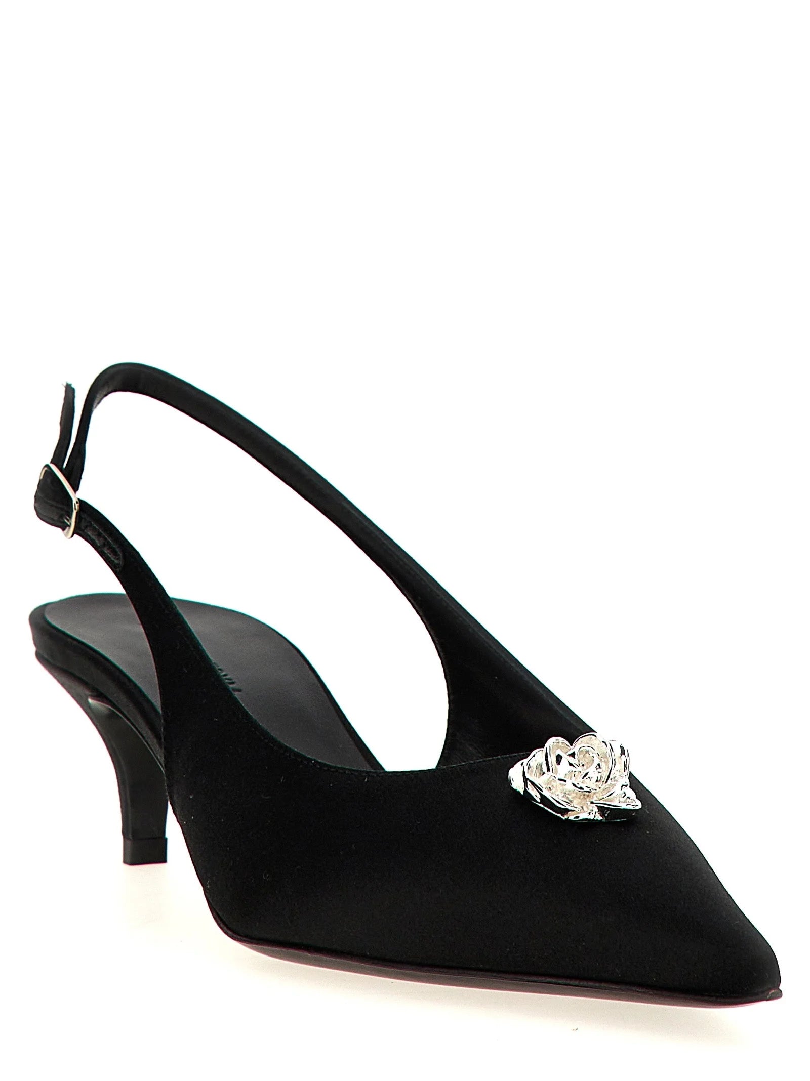 Magda Butrym Black Silk Mid Heel Pumps - EU37.5/US7.5