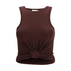 Magda Butrym Brown Cotton Sleeveles T-Shirt - IT38 | S