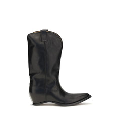Maison Margiela Black Calf Leather Bos Taurus Ankle Boots - EU40/US7