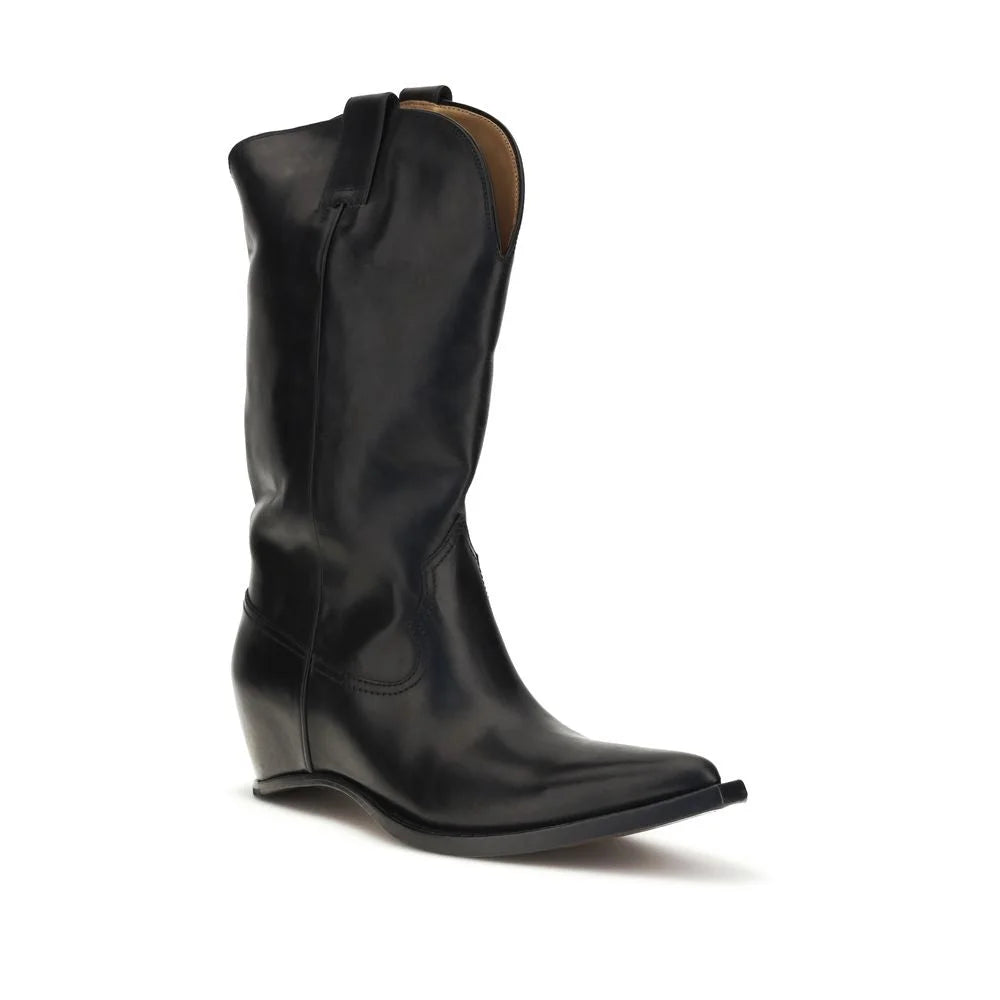 Maison Margiela Black Calf Leather Bos Taurus Ankle Boots - EU40/US7