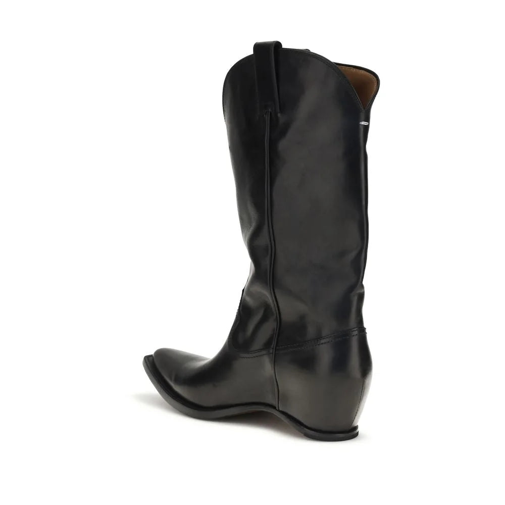 Maison Margiela Black Calf Leather Bos Taurus Ankle Boots - EU40/US7