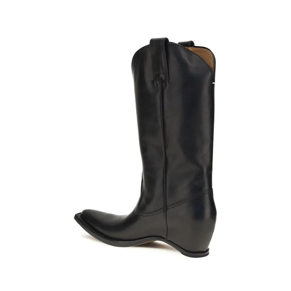 Maison Margiela Black Calf Leather Bos Taurus Boots - EU40/US10