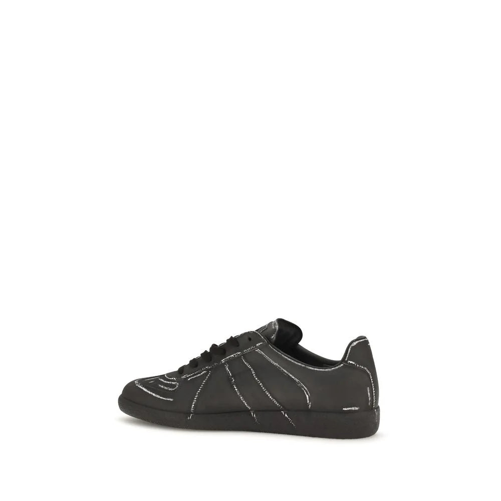 Maison Margiela Black Calf Leather Bos Taurus Low Top Sneakers - EU40/US7