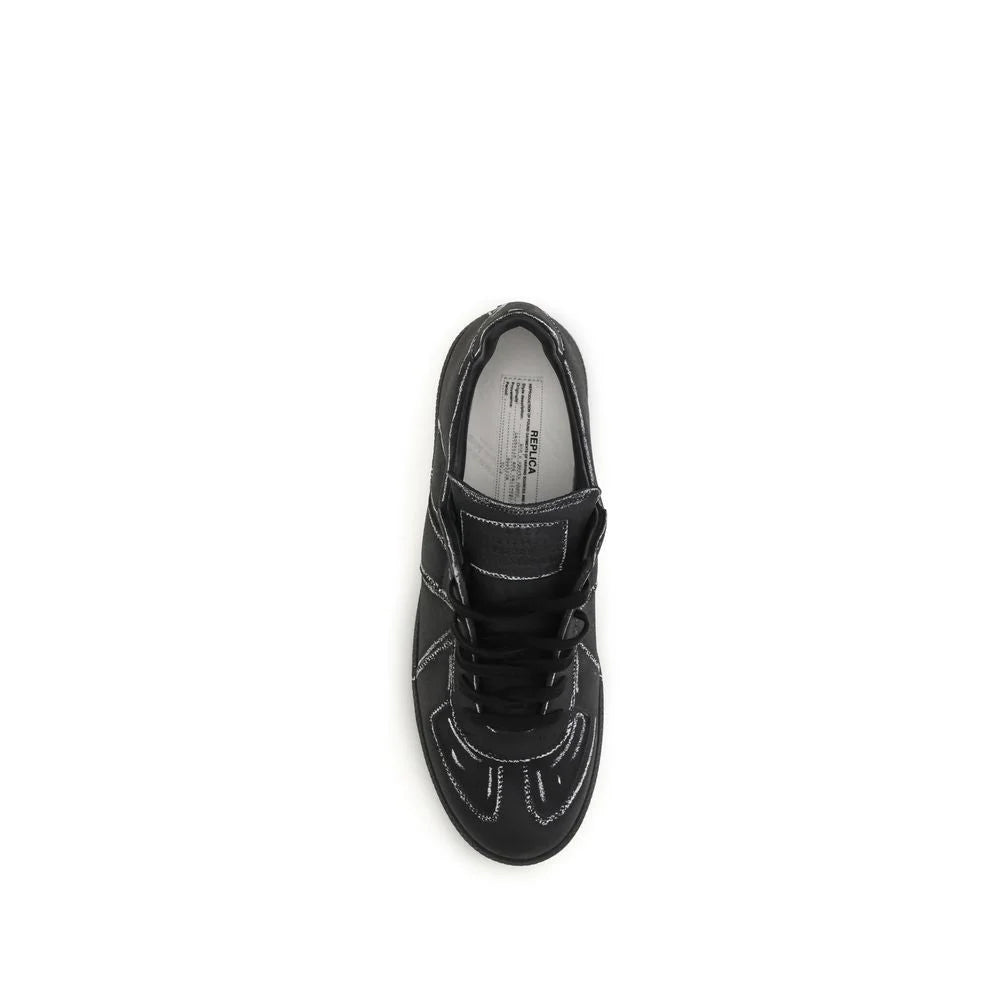 Maison Margiela Black Calf Leather Bos Taurus Low Top Sneakers - EU40/US7