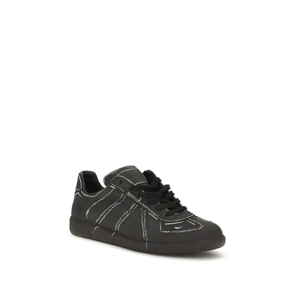 Maison Margiela Black Calf Leather Bos Taurus Low Top Sneakers - EU40/US7