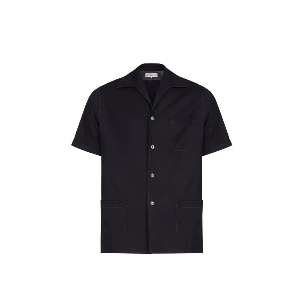Maison Margiela Black Wool Shortsleeve Shirt - 48 | M