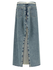 Maison Margiela Blue Cotton Mini Skirt