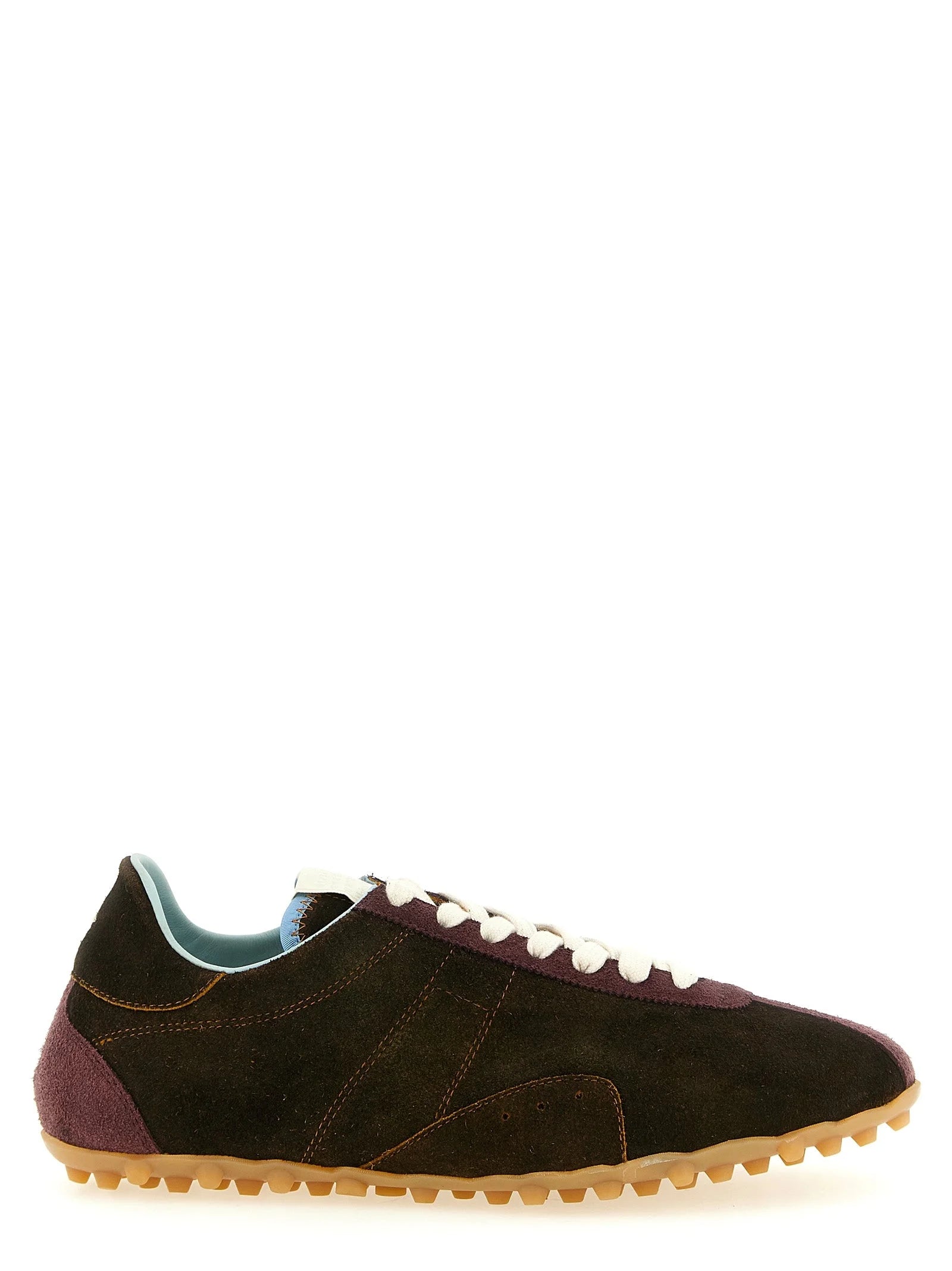 Maison Margiela bruna atletiska sneakers i kalvskinn