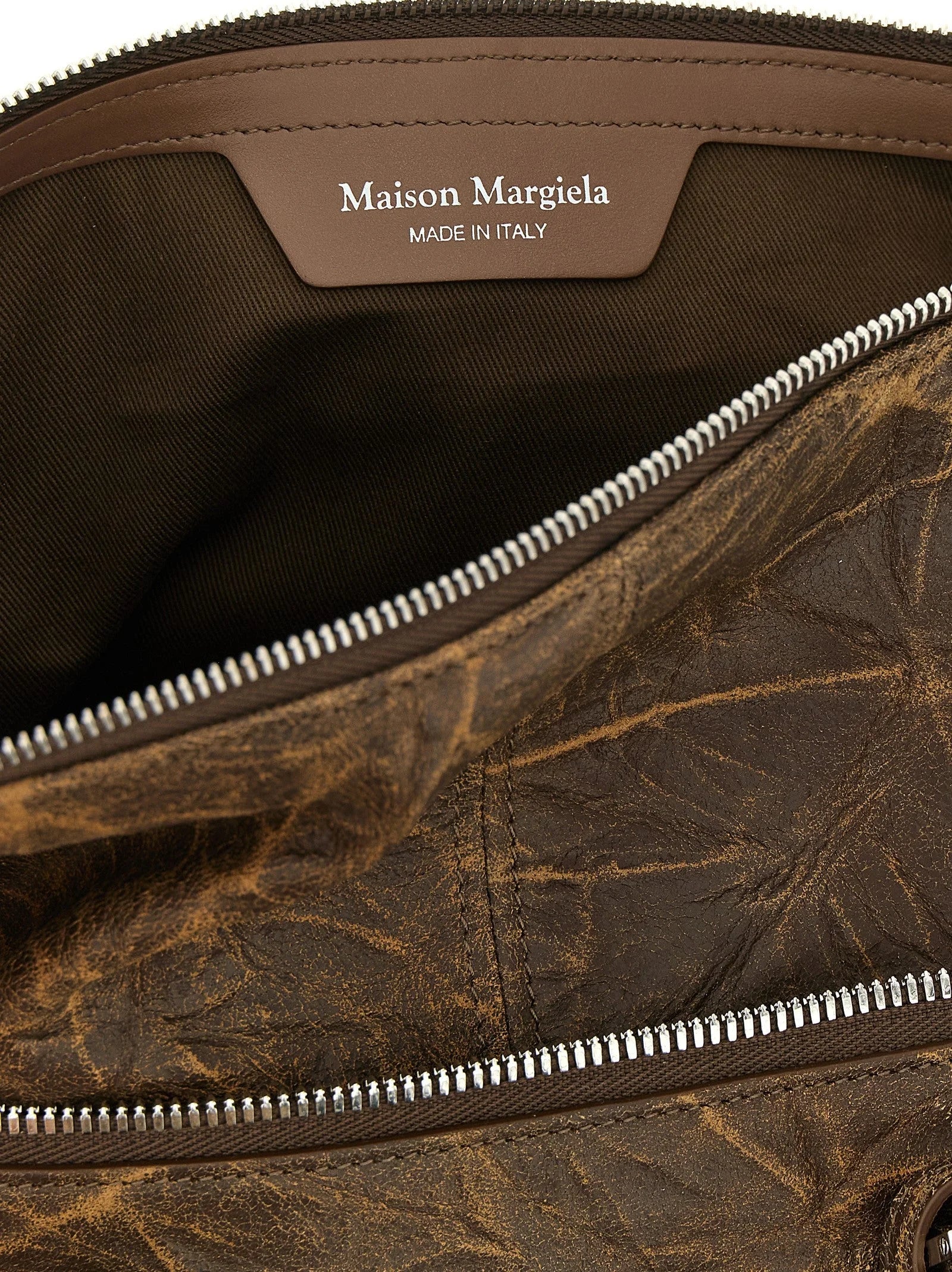Maison Margiela Hnědá kozinová kabelka přes rameno