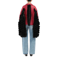 Maison Margiela Faux Fur Trimmed Leather Cape Jacket - Capes