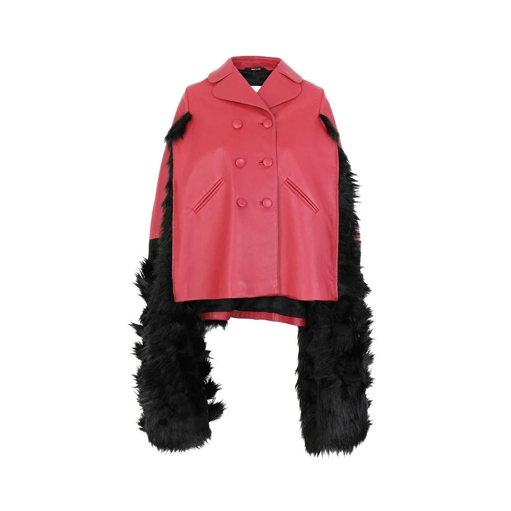 Maison Margiela Faux Fur Trimmed Leather Cape Jacket - Capes