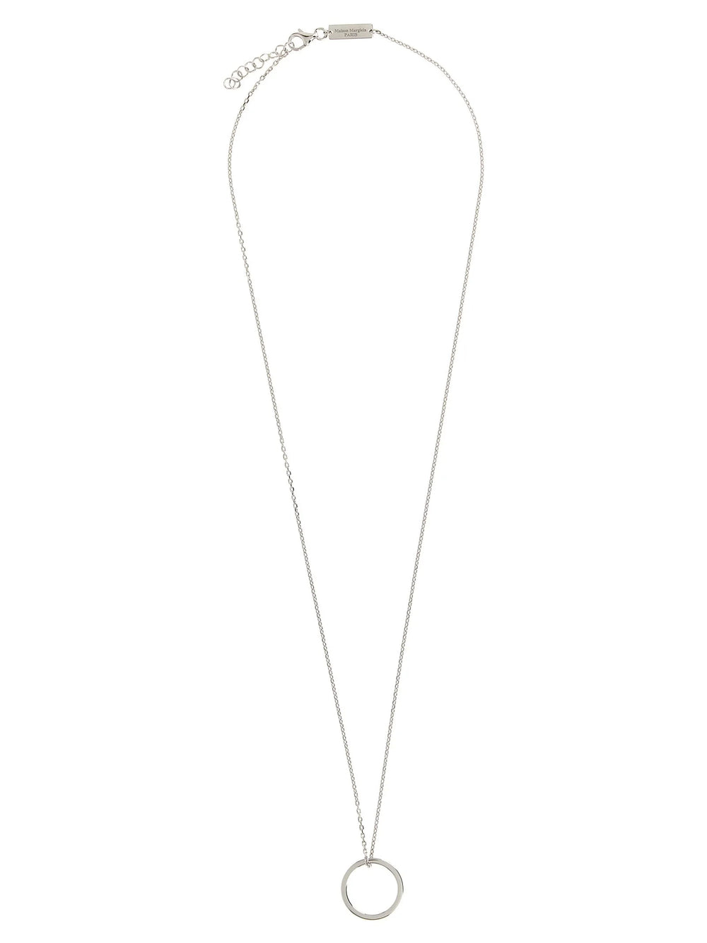 Maison Margiela sterling ezüst nyaklánc minimalista lánccal és csiszolt medállal, elegáns férfias megjelenésért.
