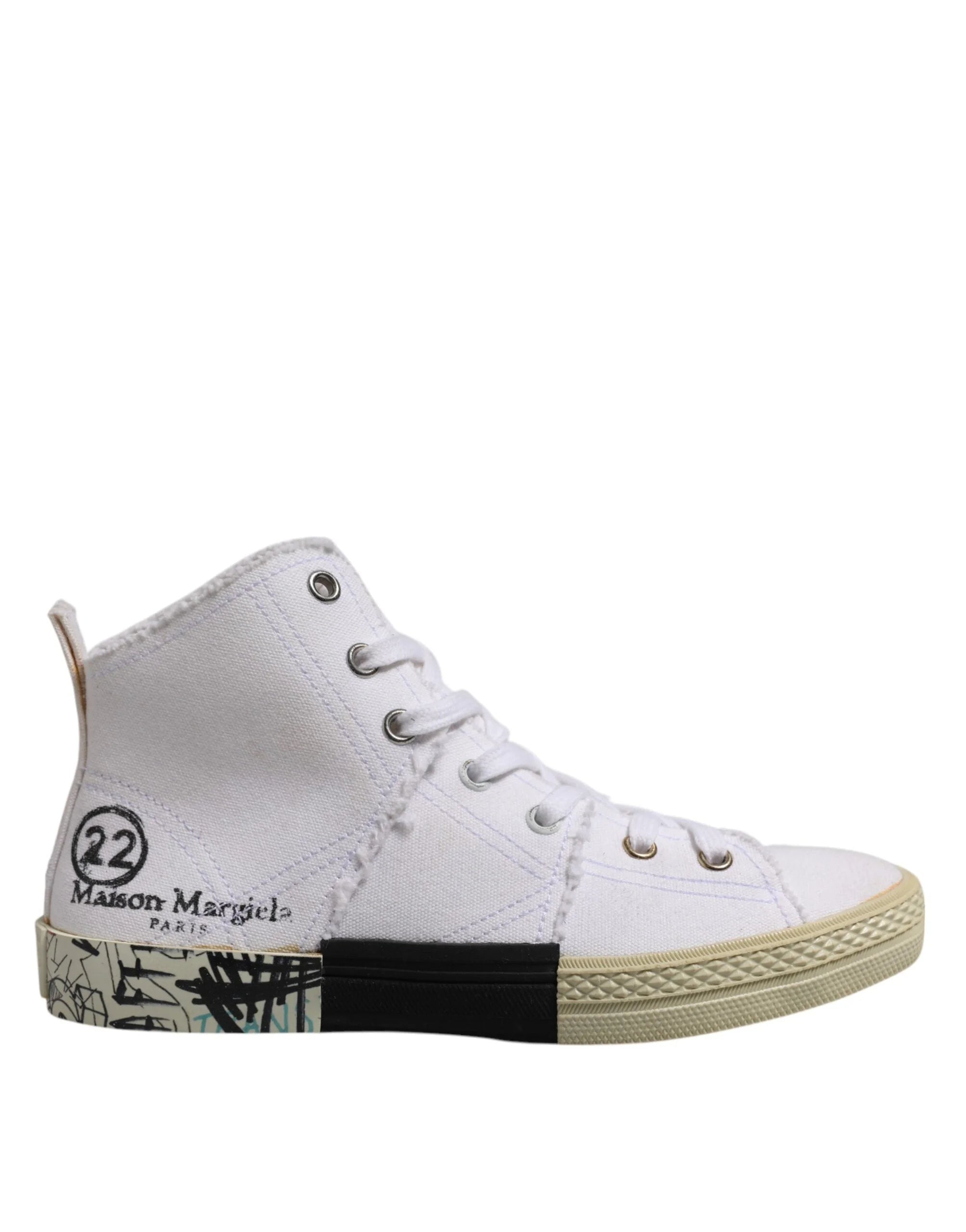 Maison Margiela White Lace Up Mid Top Women Sneakers Shoes - EU35/US4.5 - Sneakers