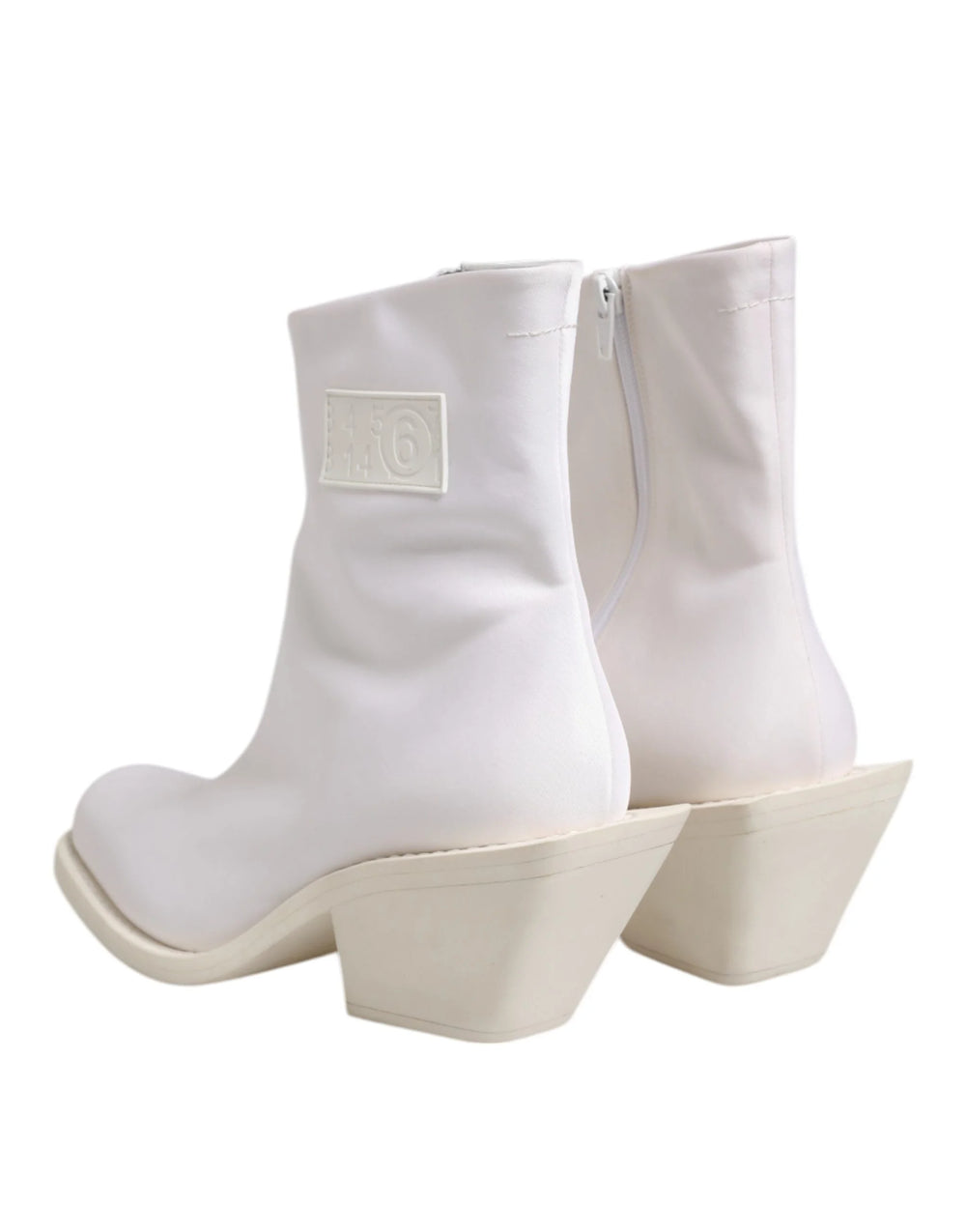 Maison Margiela White Square Heel Zip Ankle Boots Shoes - EU40/US9.5 - Boots