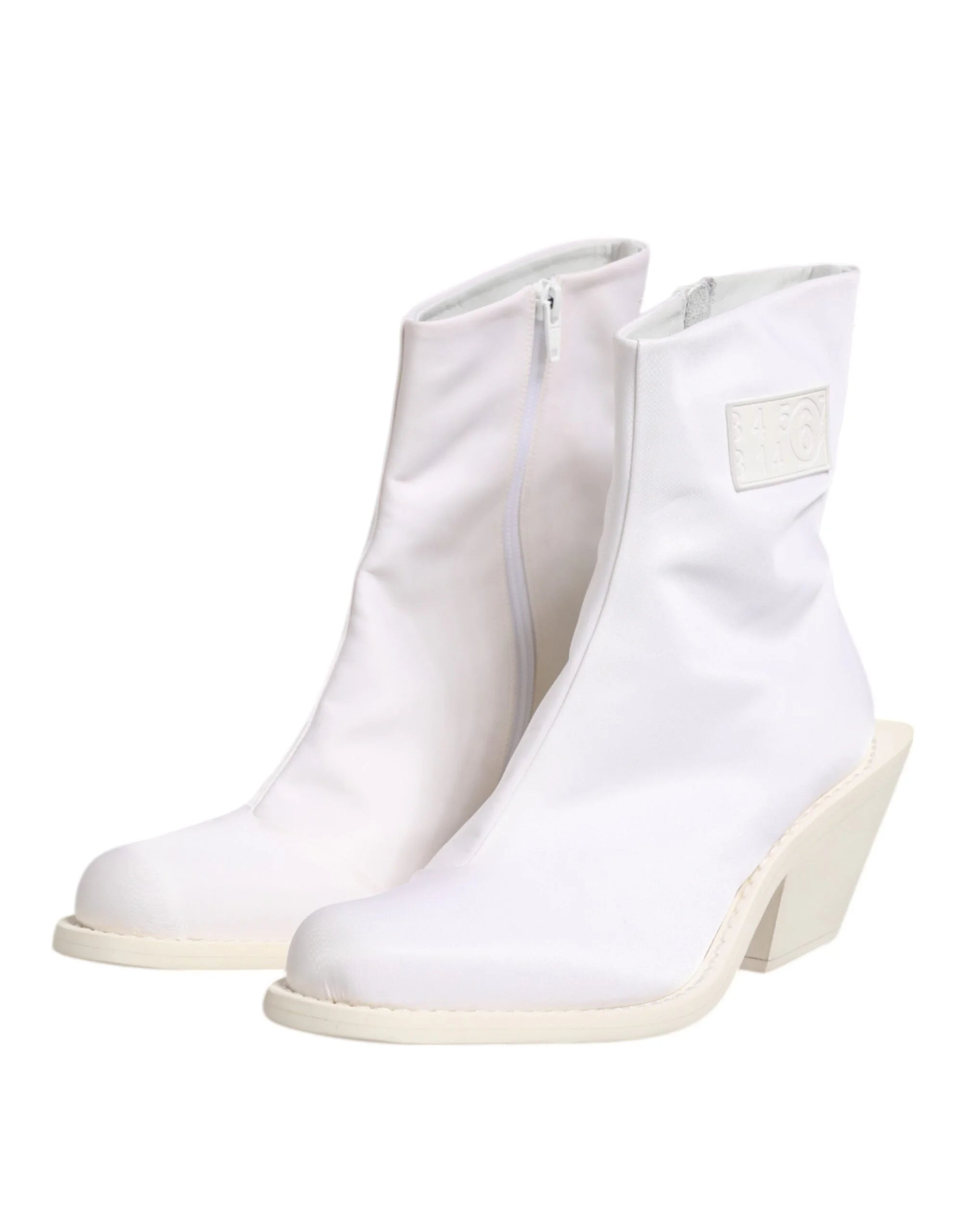Maison Margiela White Square Heel Zip Ankle Boots Shoes - EU40/US9.5 - Boots