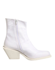 Maison Margiela White Square Heel Zip Ankle Boots Shoes - EU40/US9.5 - Boots