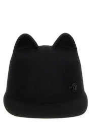 Maison Michel Black Rabbit Fur Cap (Baseball Hat) - S