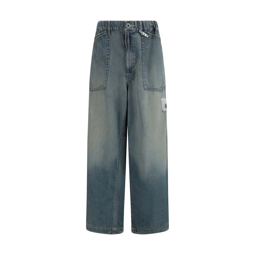 Jean coupe décontractée en coton bleu Maison Mihara Yasuhiro