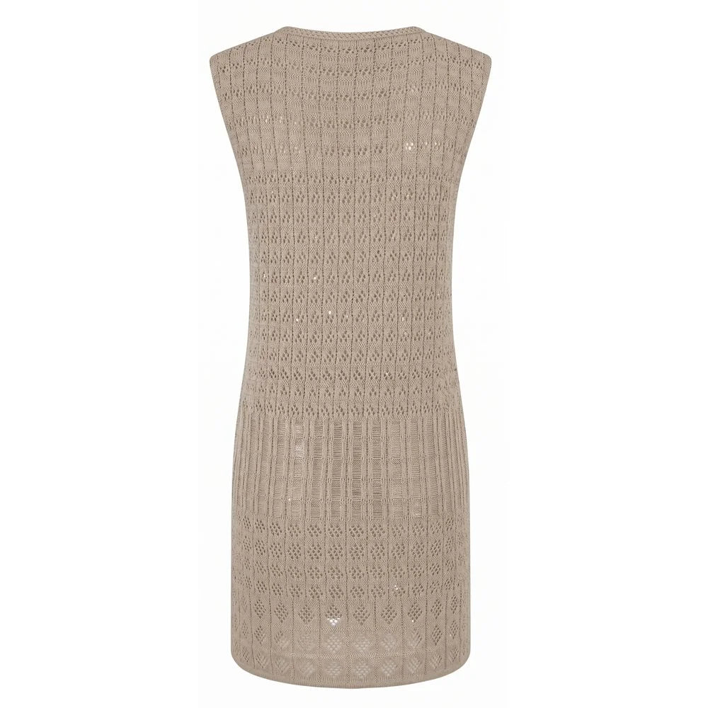 Malo Beige Cotton Women Dress