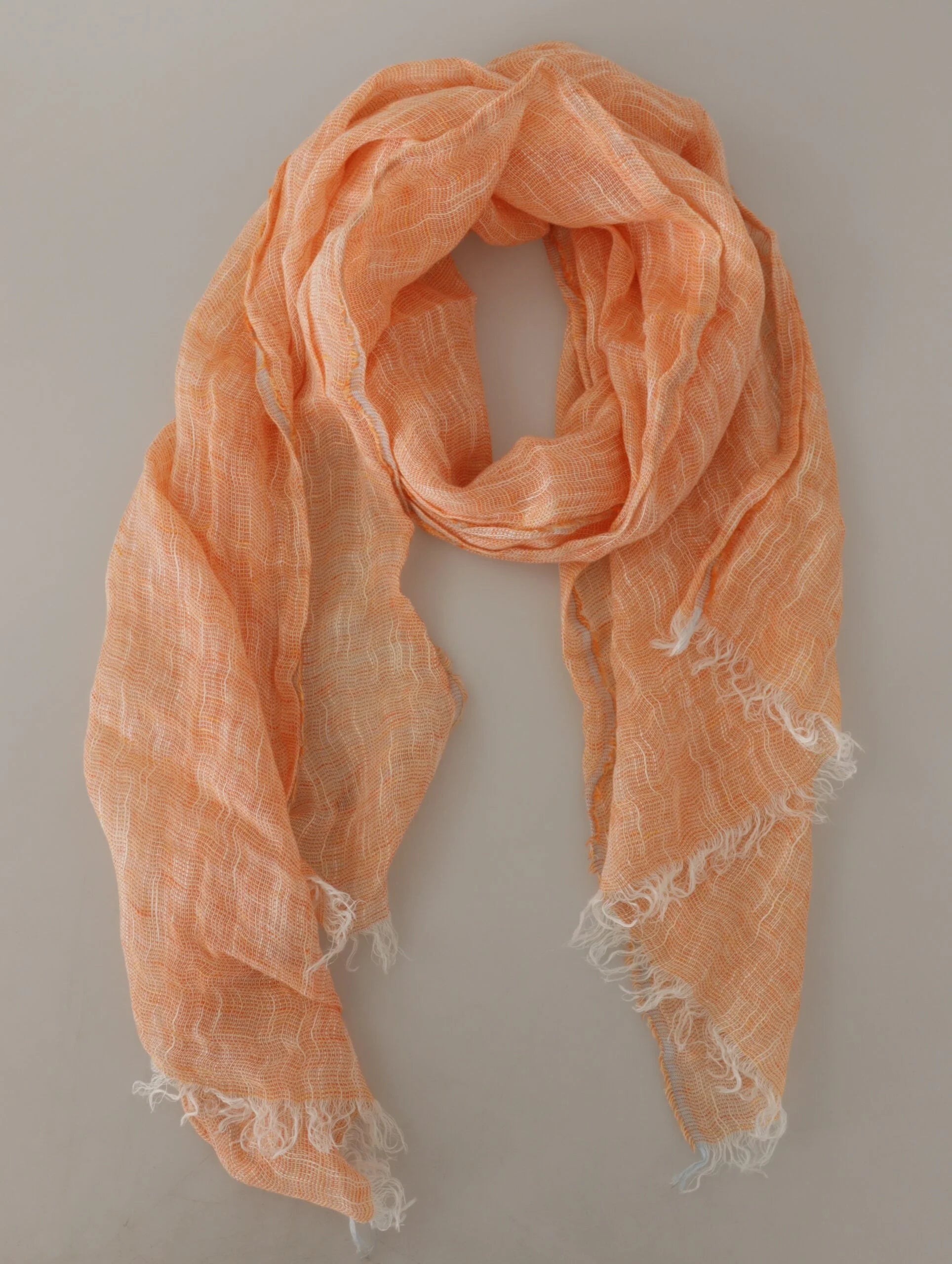 Malo Peach Linen Knitted Shawl Wrap Fringes Scarf - Scarves & Shawls
