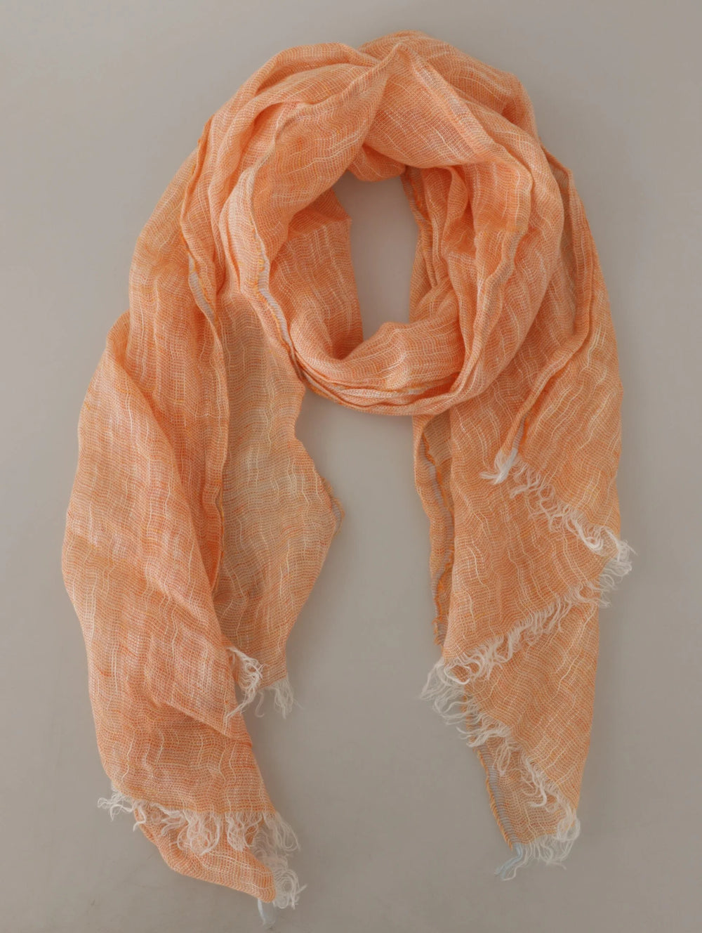 Malo Peach Linen Knitted Shawl Wrap Fringes Scarf - Scarves & Shawls