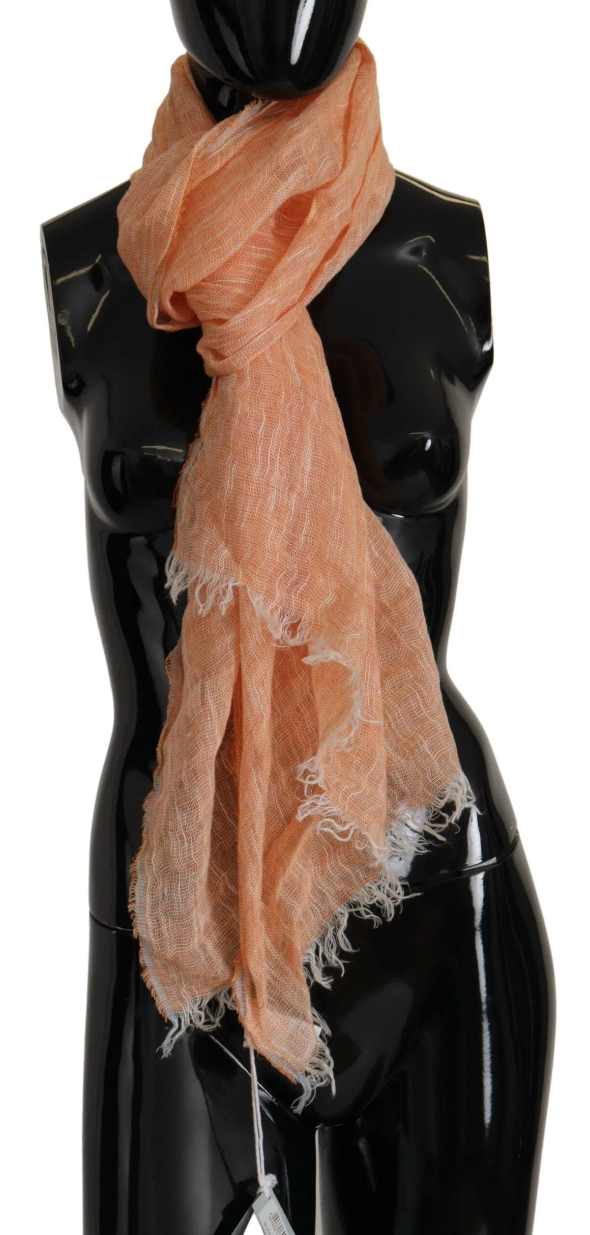 Malo Peach Linen Knitted Shawl Wrap Fringes Scarf - Scarves & Shawls