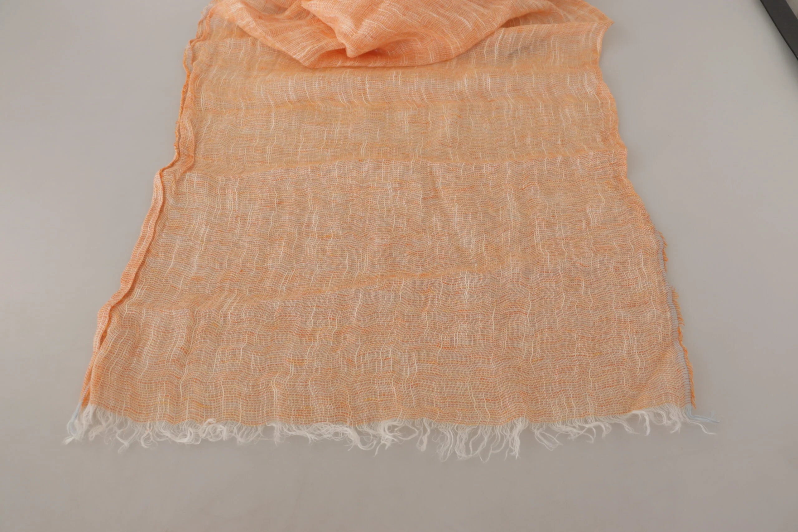 Malo Peach Linen Knitted Shawl Wrap Fringes Scarf - Scarves & Shawls
