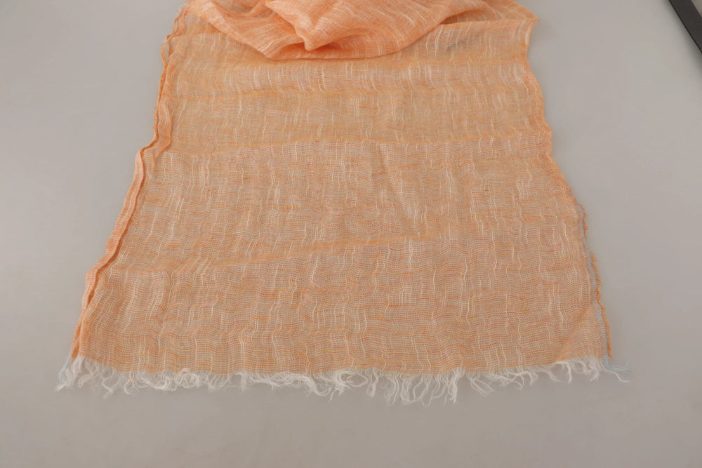 Malo Peach Linen Knitted Shawl Wrap Fringes Scarf - Scarves & Shawls